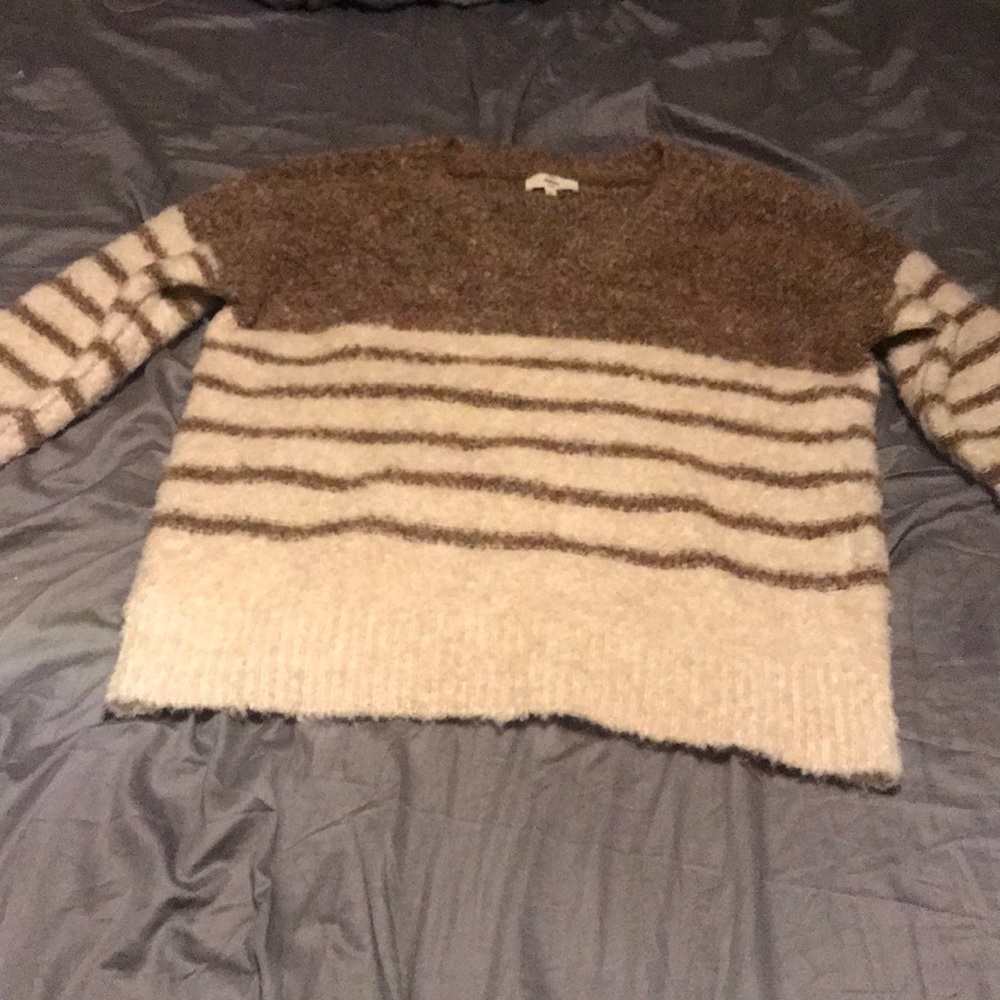 Brown and white striped sweater